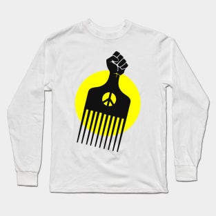 Black Fist Afro Pick, yellow sun Long Sleeve T-Shirt